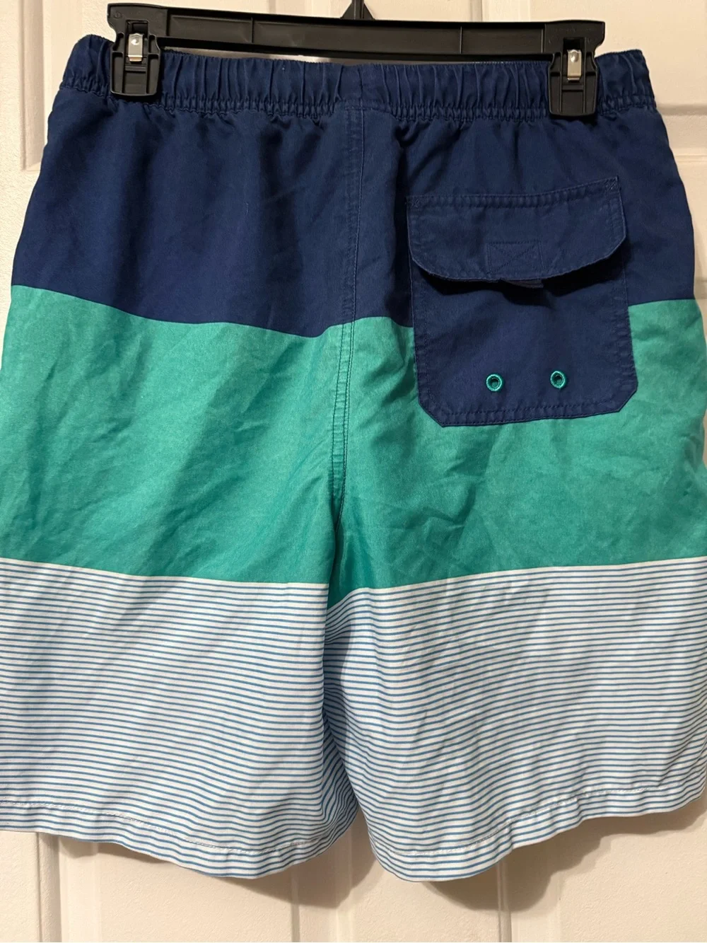Vineyard Vines Youth XL 18 Colorblock Swim Trunks Blue Green Striped